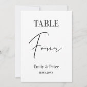 Minimalistische, moderne Weiße WEDING VIER Tischnu Dankeskarte (Rückseite)
