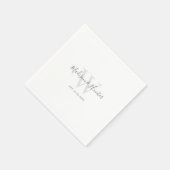 Minimalistische moderne White Script Monogram Wedd Serviette (Ecke)