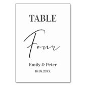 Minimalistische moderne White WEDD Party Number VI Tischnummer (Rückseite)