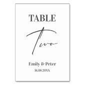 Minimalistische moderne White WEDD Party Number ZW Tischnummer (Vorderseite)