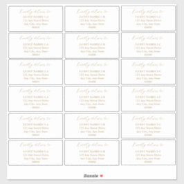 Minimalistische, moderne White Wedding Guest Addre Aufkleber