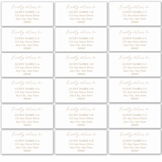 Minimalistische, moderne White Wedding Guest Addre Aufkleber (Vorderseite)