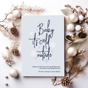 Minimalistische, moderne Winter Baby Boy Dusche Dankeskarte