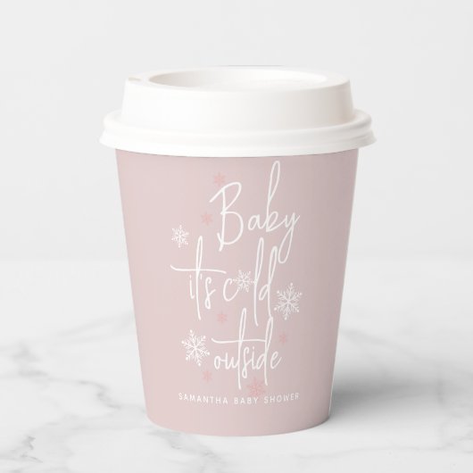 Minimalistische, moderne Winter Baby Boy Dusche Pappbecher (Rückseite)