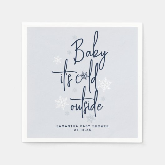 Minimalistische, moderne Winter Baby Boy Dusche Serviette (Vorderseite)