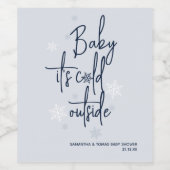 Minimalistische, moderne Winter Baby Boy Dusche Weinetikett (Einzelnes Label)