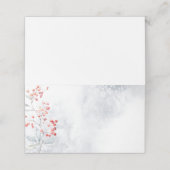 Minimalistische, moderne Winterschneebeeren Platzkarte (Außenseite Aufgefaltet)