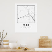 Minimalistische Moe Map mit Koordinaten Poster (Küche)