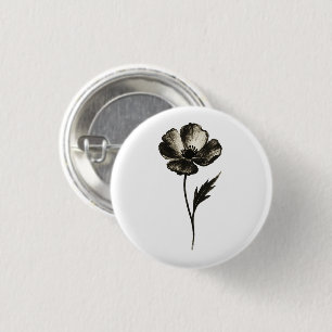 Minimalistische Mohnblume – Monochrome botanische Button