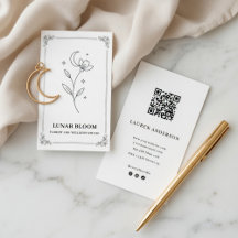 Minimalistische Mondblumen-Blumenkarten mit QR-Cod