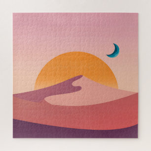 Minimalistische Mondlandschaft der Wüsten-Sonnenun Puzzle