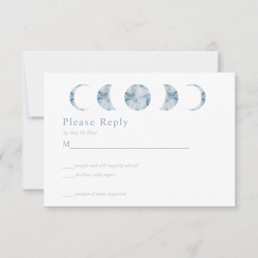 Minimalistische Mondphasen Celestial RSVP Card (Vorderseite)