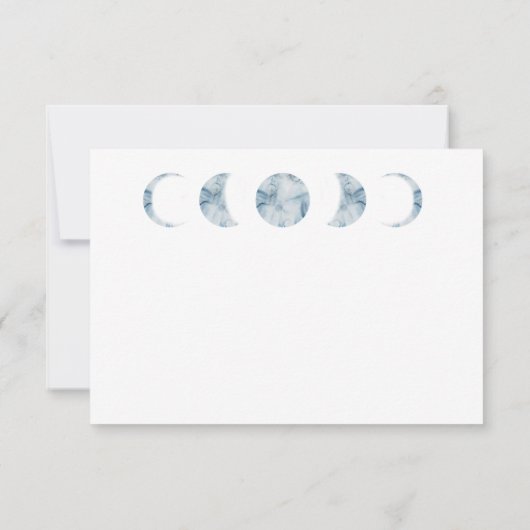 Minimalistische Mondphasen Celestial RSVP Card (Rückseite)
