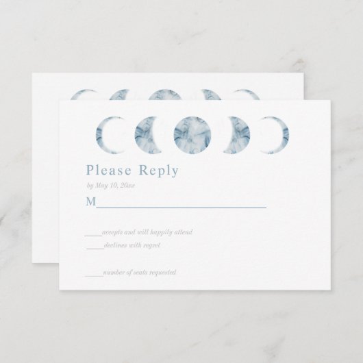 Minimalistische Mondphasen Celestial RSVP Card (Vorne/Hinten)
