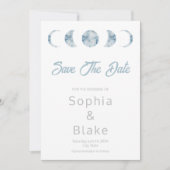 Minimalistische Mondphasen Celestial Save the Date Einladung (Vorderseite)