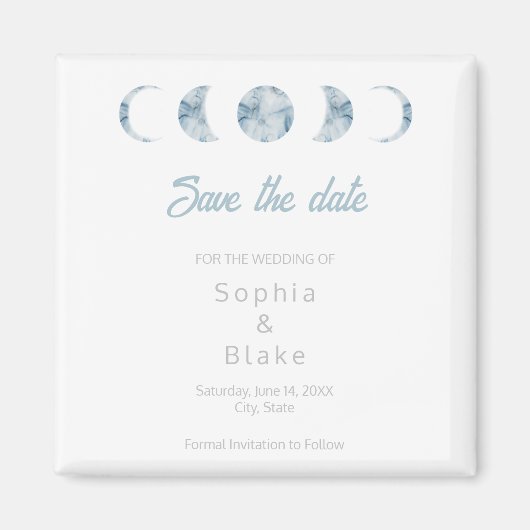 Minimalistische Mondphasen Celestial Save the Date Magnet (Vorne)