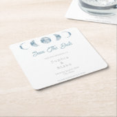 Minimalistische Mondphasen Celestial Save the Date Rechteckiger Pappuntersetzer (angewinkelt)