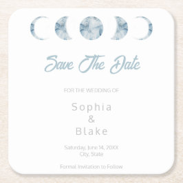 Minimalistische Mondphasen Celestial Save the Date Rechteckiger Pappuntersetzer