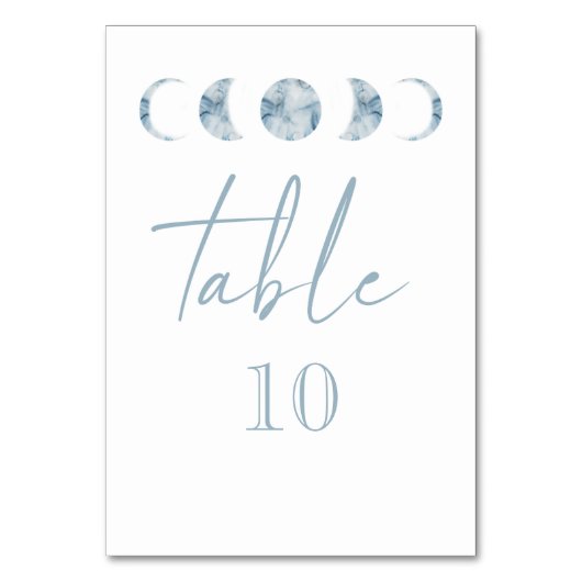 Minimalistische Mondphasen Celestial Tischnummer (Rückseite)