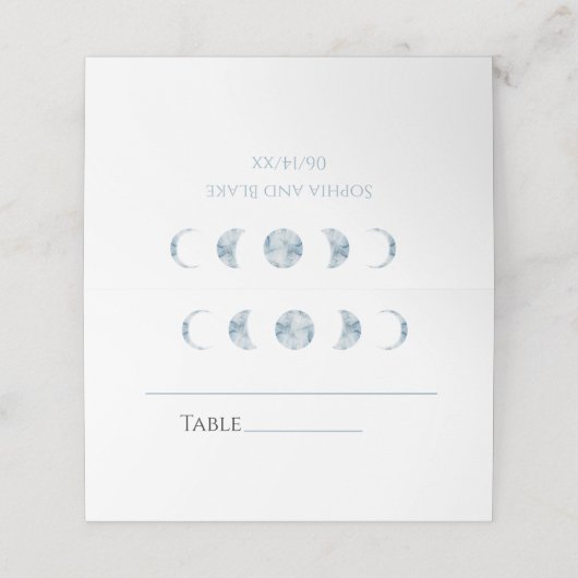 Minimalistische Mondphasen Hochgeklappte Platzkart Platzkarte (Außenseite Aufgefaltet)