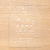 Minimalistische Mongram-Elegant-Bogenschießen Acryleinladungen (Vorderseite)