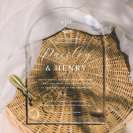 Minimalistische Mongram-Elegant-Bogenschießen Acryleinladungen