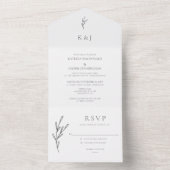 Minimalistische Mongram-Hochzeit Schwarz-weiß All In One Einladung (Innen Boden)