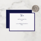 Minimalistische Mongram Hochzeiten Mitteilungskarte (Vorderseite/Rückseite Beispiel)