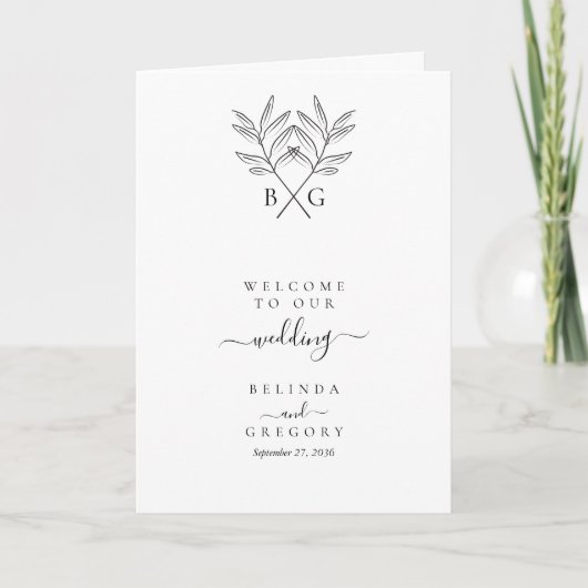 Minimalistische Mongram-Hochzeitserie Programm (Vorderseite)