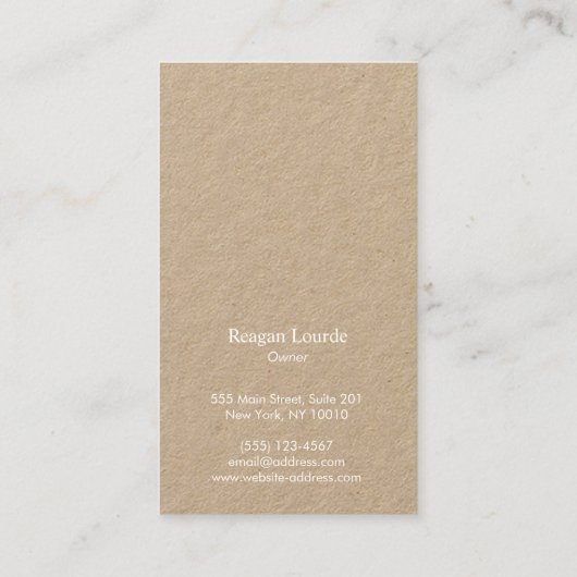 Minimalistische Mongram Kraft-Visitenkarte Visitenkarte (Rückseite)