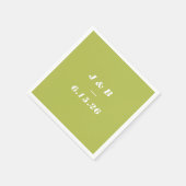 Minimalistische Mongram Limone Chartreuse Hochzeit Serviette (Ecke)