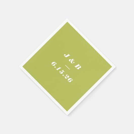 Minimalistische Mongram Limone Chartreuse Hochzeit Serviette (Ecke)