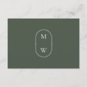 Minimalistische Mongram Moss Green Wedding Details Begleitkarte (Rückseite)