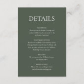 Minimalistische Mongram Moss Green Wedding Details Begleitkarte (Vorderseite)