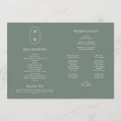 Minimalistische Mongram Sage Green Wedelzeitline Programm (Rückseite)