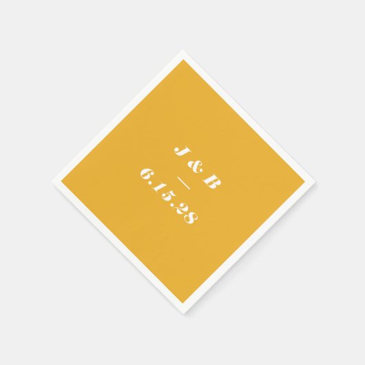 Minimalistische Mongram Summer Yellow Wedding Cust Serviette (Ecke)