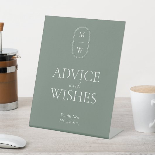 Minimalistische Mongram Wedding Advice und Wünsche Sockelschild (In SItu)