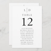 Minimalistische Mono-Tischnummer-Sitzkarte Einladung (Vorne/Hinten)