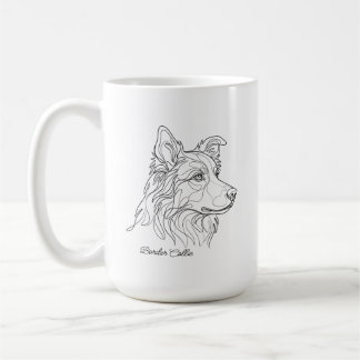 Minimalistische monochrome Border-Collie-Linienkun Kaffeetasse