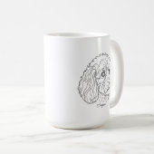 Minimalistische monochrome Cavapoo Cavoodle Linien Kaffeetasse (VorderseiteRechts)