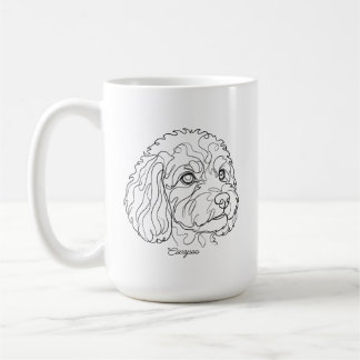 Minimalistische monochrome Cavapoo Cavoodle Linien Kaffeetasse
