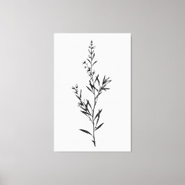 Minimalistische monochrome Rosemary Sprig Sketch Leinwanddruck
