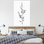 Minimalistische monochrome Rosemary Sprig Sketch Leinwanddruck (Insitu (Schlafzimmer))
