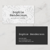 Minimalistische monochrome Vintage Spitzenautoren  Visitenkarte (Vorne/Hinten)