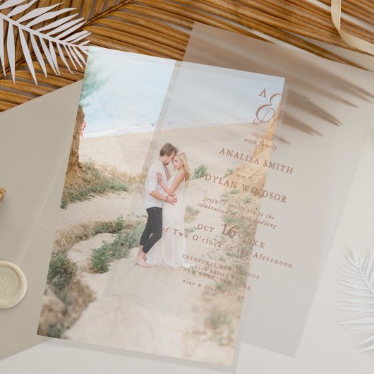 Minimalistische Monogram Ampersand Hochzeit Pergament Einladungen