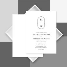 Minimalistische Monogram Black & White Wedding