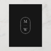 Minimalistische Monogram Black & White Wedding Hinweiskarte (Rückseite)