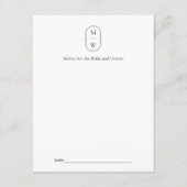 Minimalistische Monogram Black & White Wedding Hinweiskarte (Vorderseite)