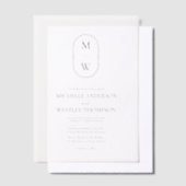 Minimalistische Monogram Black & White Wedding Pergament Einladungen (Versetzt)