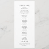 Minimalistische Monogram Black & White Wedding Programm (Rückseite)